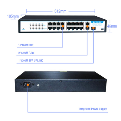 NVR IP Camera 16 Port Poe Switch 2*10/100/1000mbps UP-Link Port + 1*SFP