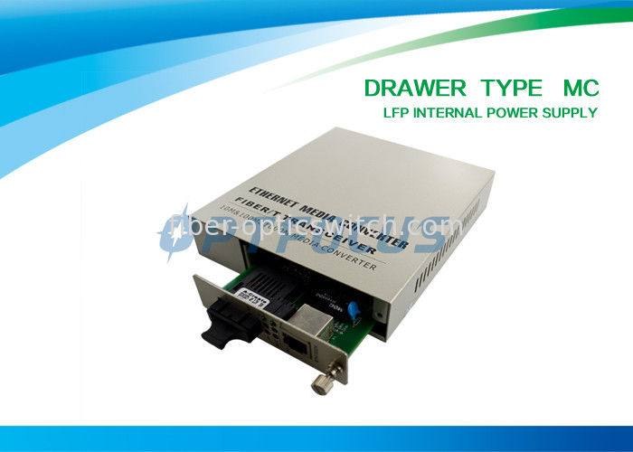 10 / 100M Single Mode To Multimode Fiber Optic Converter LFP Media Drawer Type